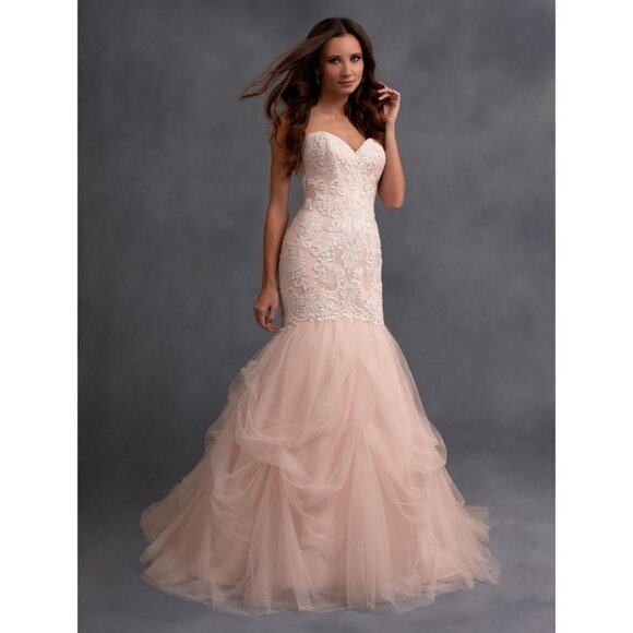 IVORY Fit & Flare Sexy Sparkle Lace Wedding Dress, Mermaid Pickups Corset - Picture 1 of 2